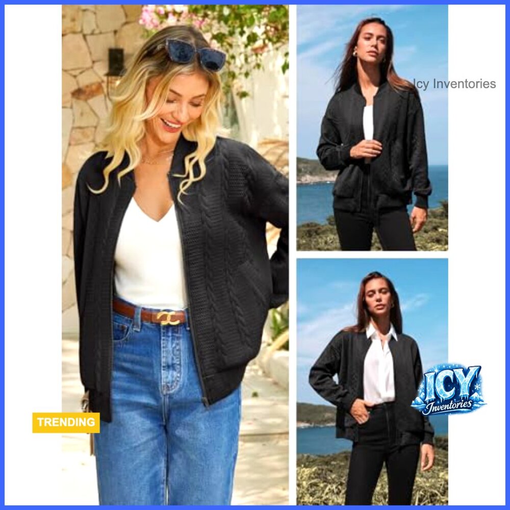 Lightweight Polyester Blend Bomber Jacket With St… - image 2